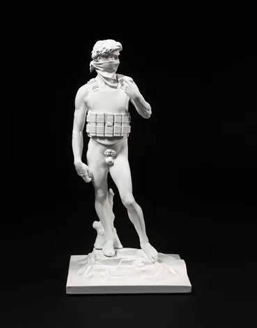 180. Suicide Man (White) - Banksy