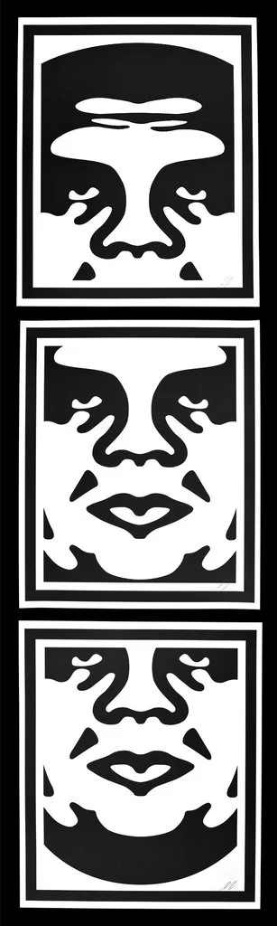 213. Obey 3-Face' (white) - Obey Giant (Shepard Fairey)  