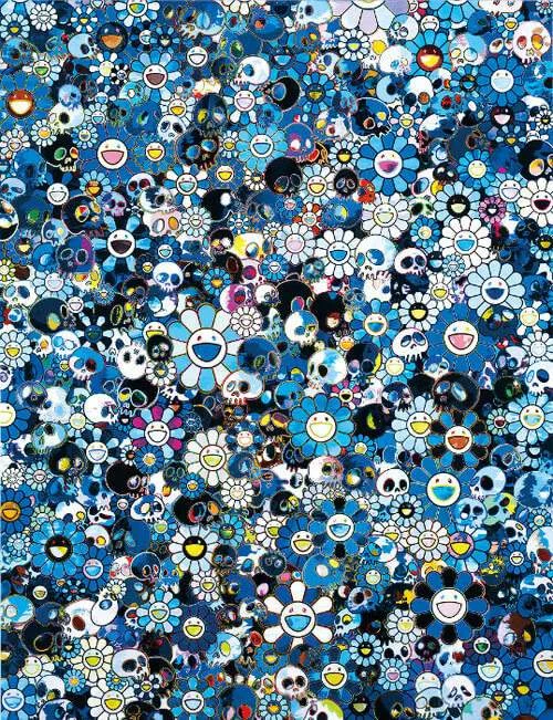 51. Blue Flower And Skulls - Takashi Murakami