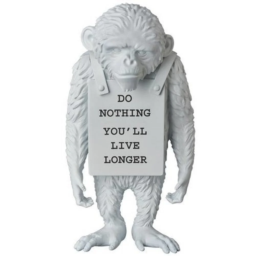 98. Monkey Sign (White) - Banksy