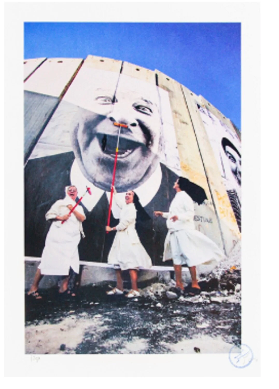 158.	28 Millimetres, Face 2 Face, Nuns in Action, Separation Wall, Security Fence, Palestinian Side, Bethlehem, 2007, 2018 - JR