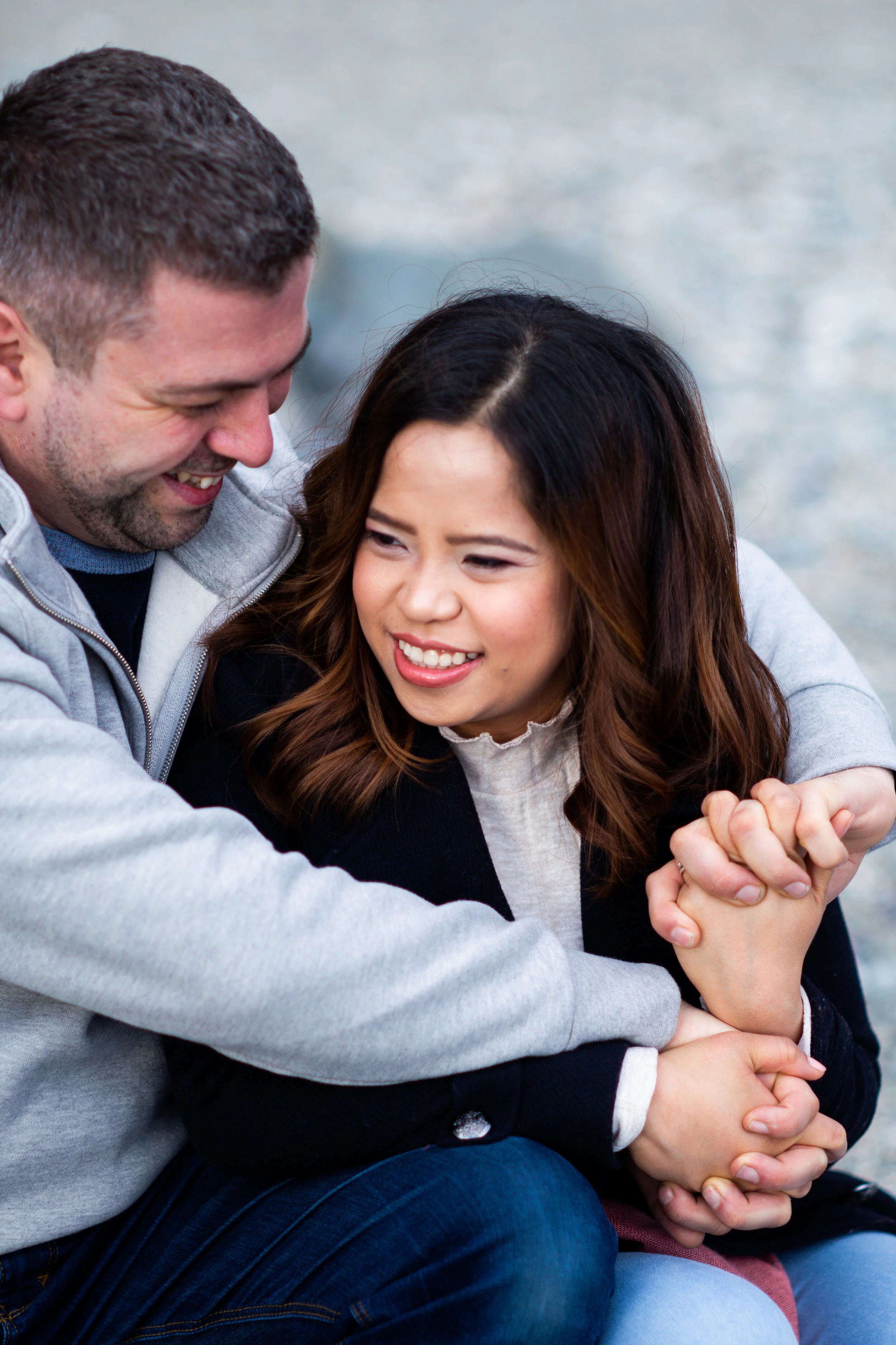 Couple holding hands in love photo