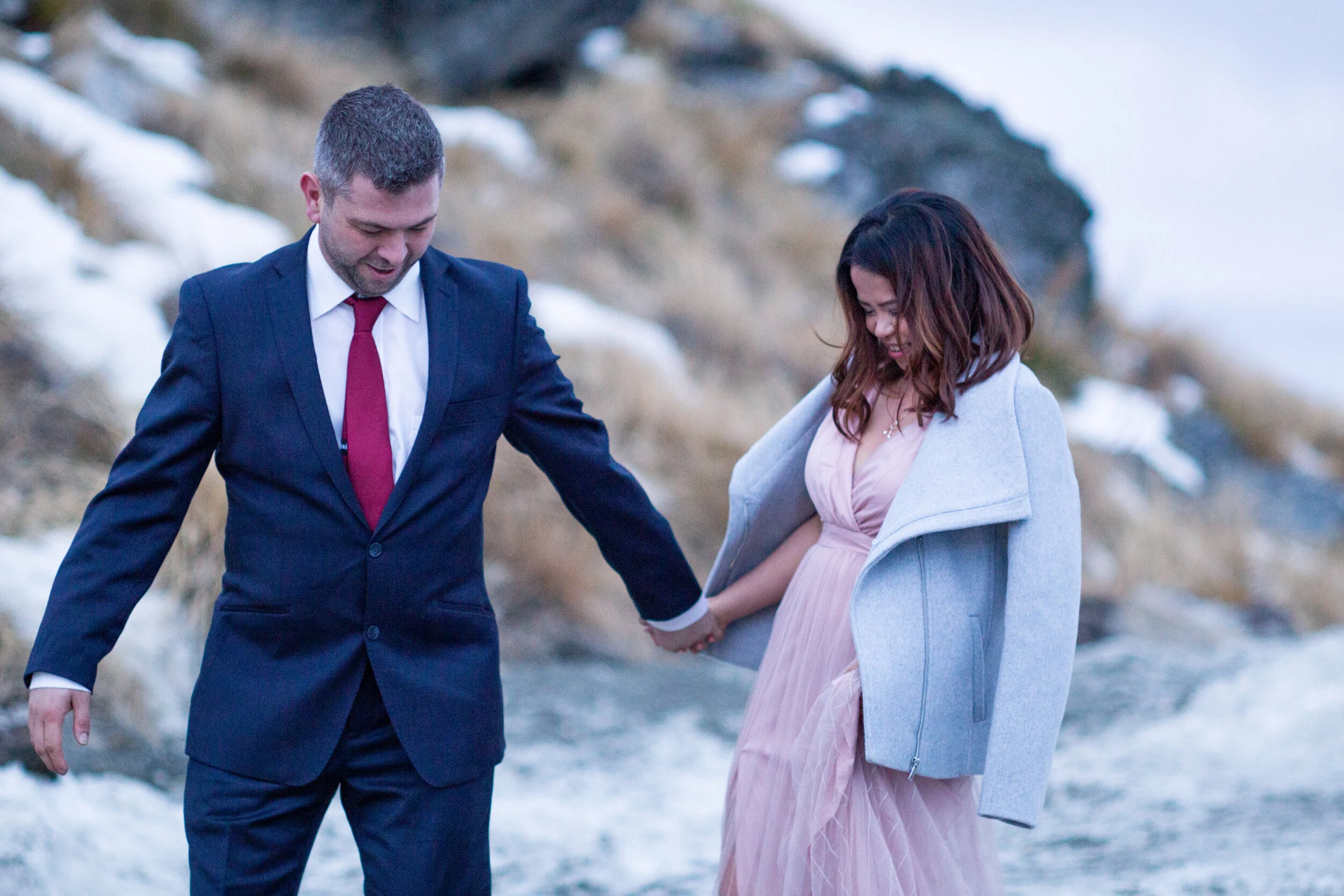 Beautiful couple winters eve