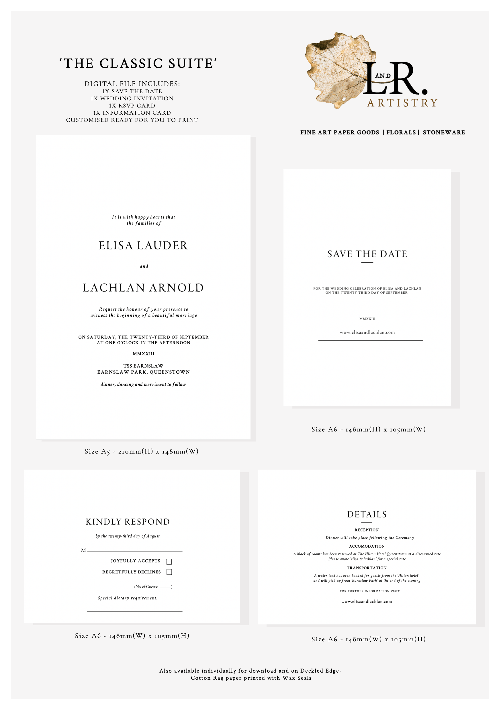 Wedding Invitation Suite - 'The Classic Suite' (Digital Download)