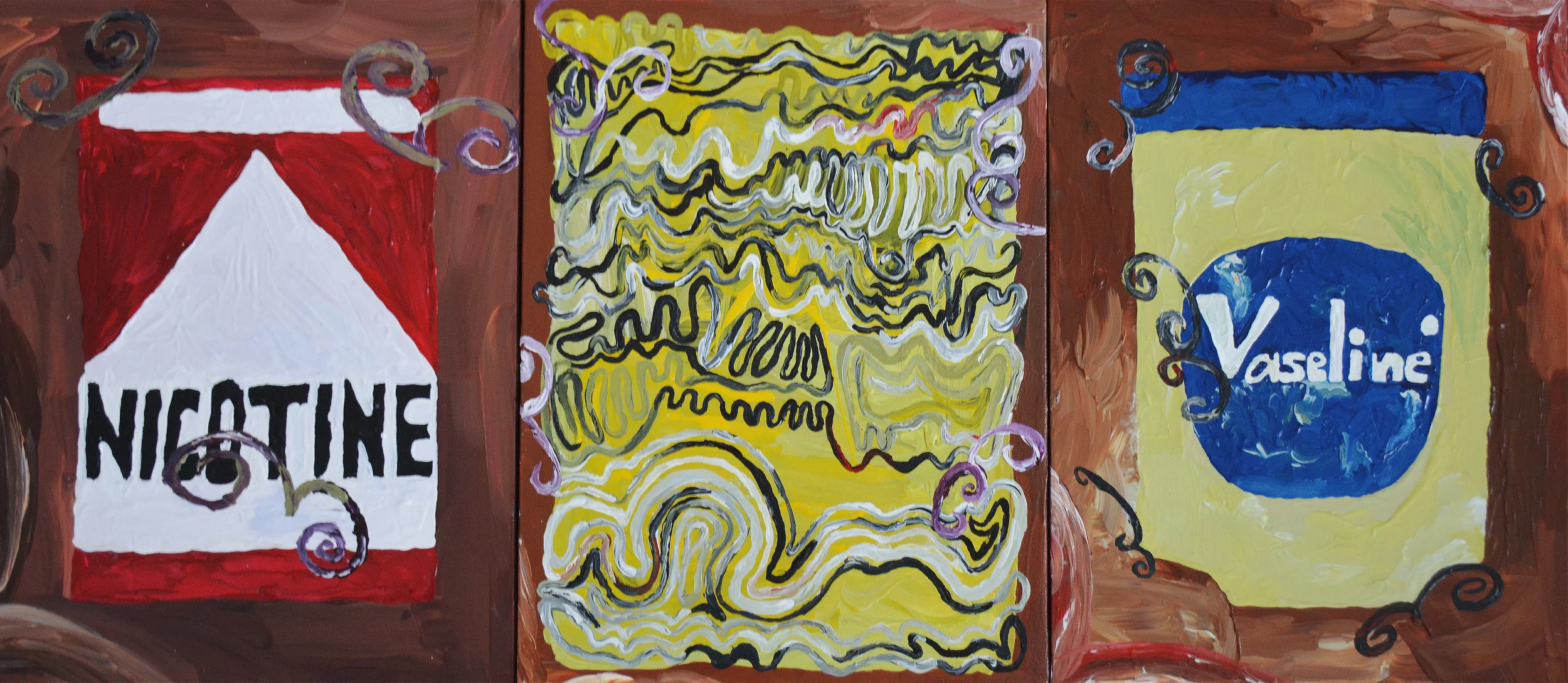 Nicotine, Ramen, Vaseline (Triptych)