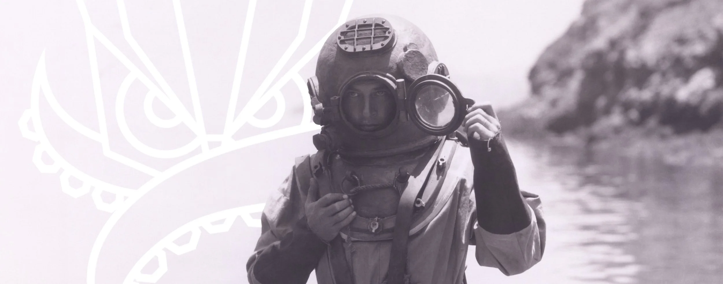picture of logo of strix leviathan (crypto hedge fund) with deep sea diver superimposed