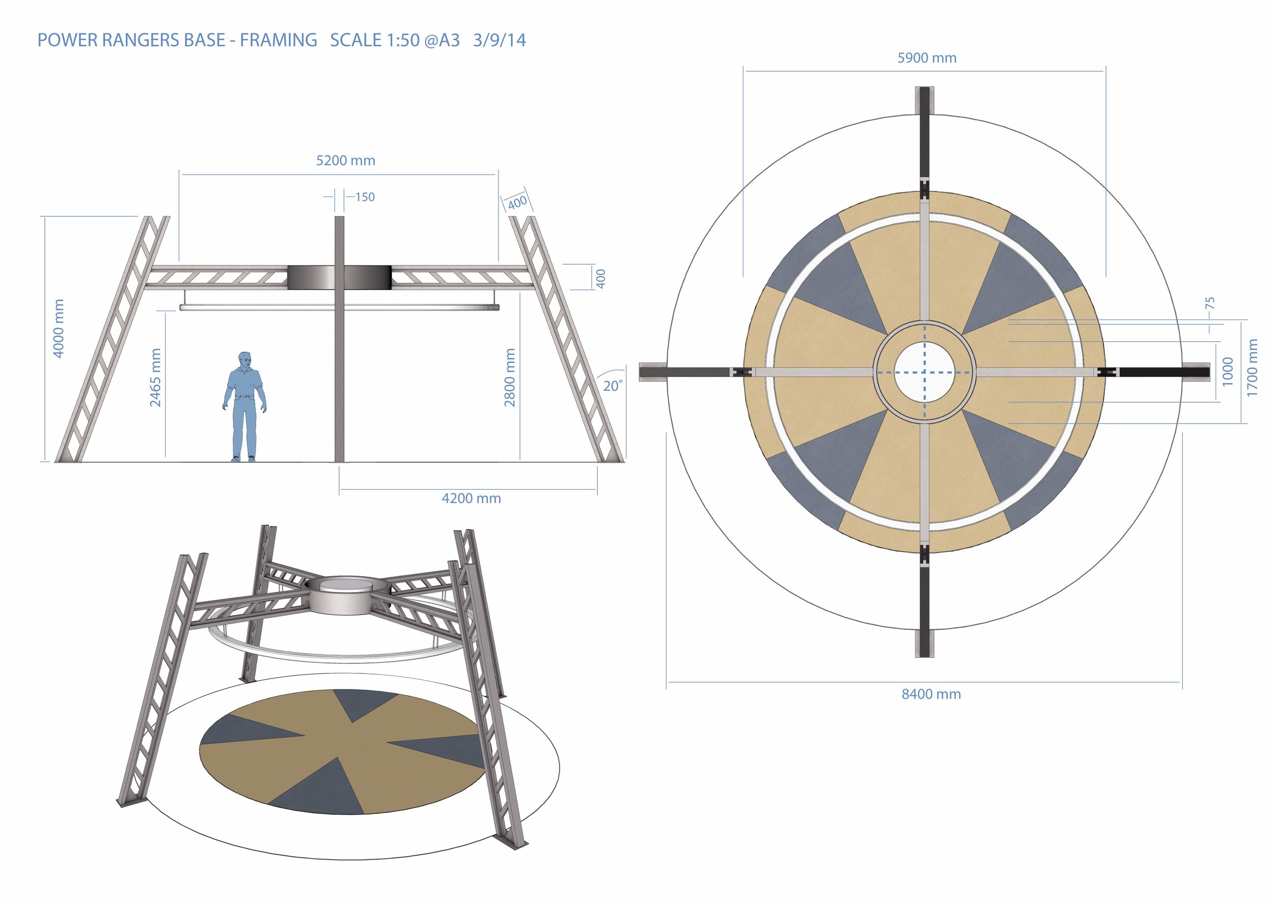  Power Ranger Base design detail drawings 