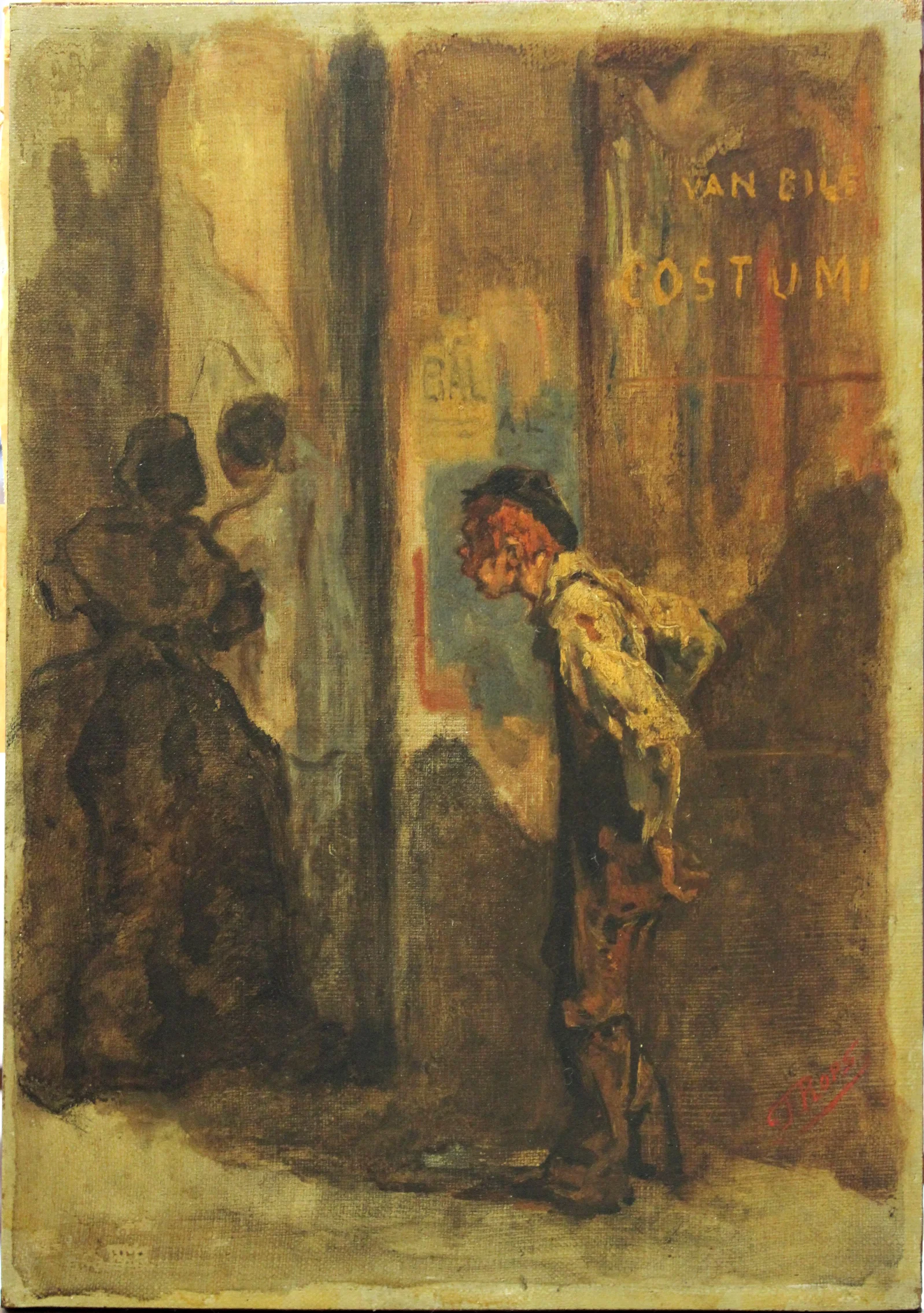 Félicien Rops, L’Entrée au bal , 1858, Peinture à l'huile sur toile marouflée sur panneau
