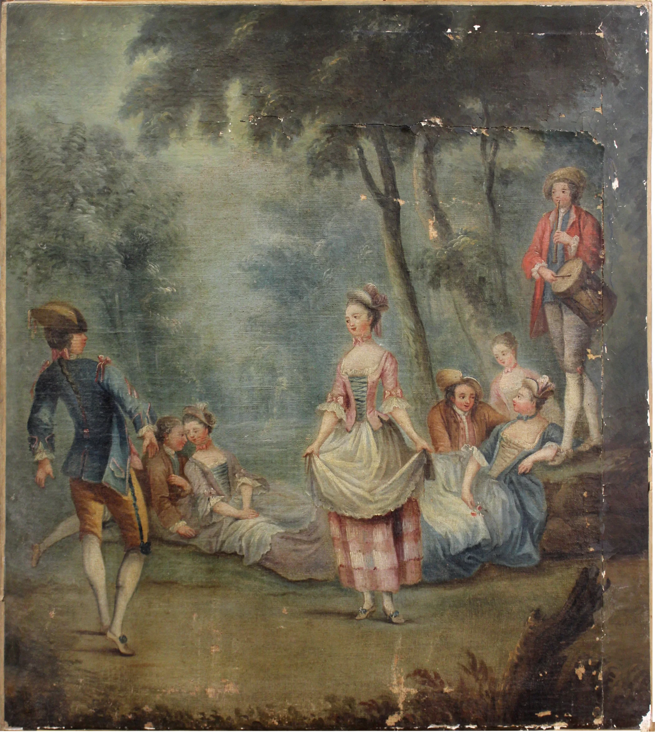 Ecole française, Scène galante , XVIIIe, Peinture à l'huile sur toile