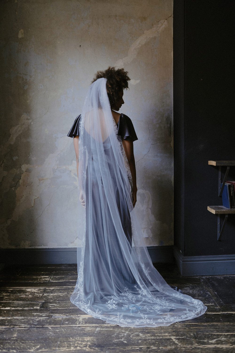 Grey coloured wedding gown bias-cut silk vintage inspired Honeysuckle wedding dress Kate Beaumont bridal Sheffield 6.jpg
