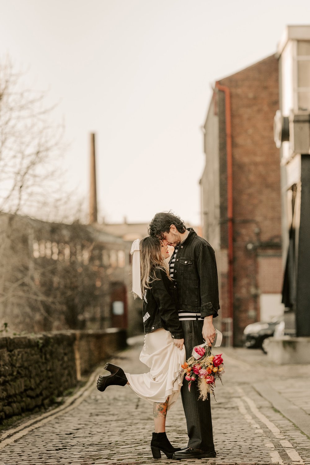 Chimney House Sheffield Grunge Glam Wedding Shoot tattooed bride Kate Beaumont wedding dress 21.jpg