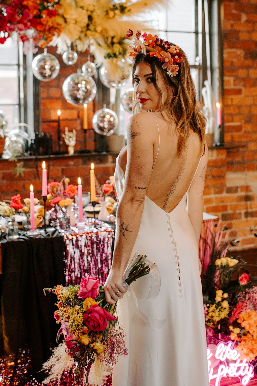 Chimney House Sheffield Grunge Glam Wedding Shoot tattooed bride Kate Beaumont wedding dress 40.jpg