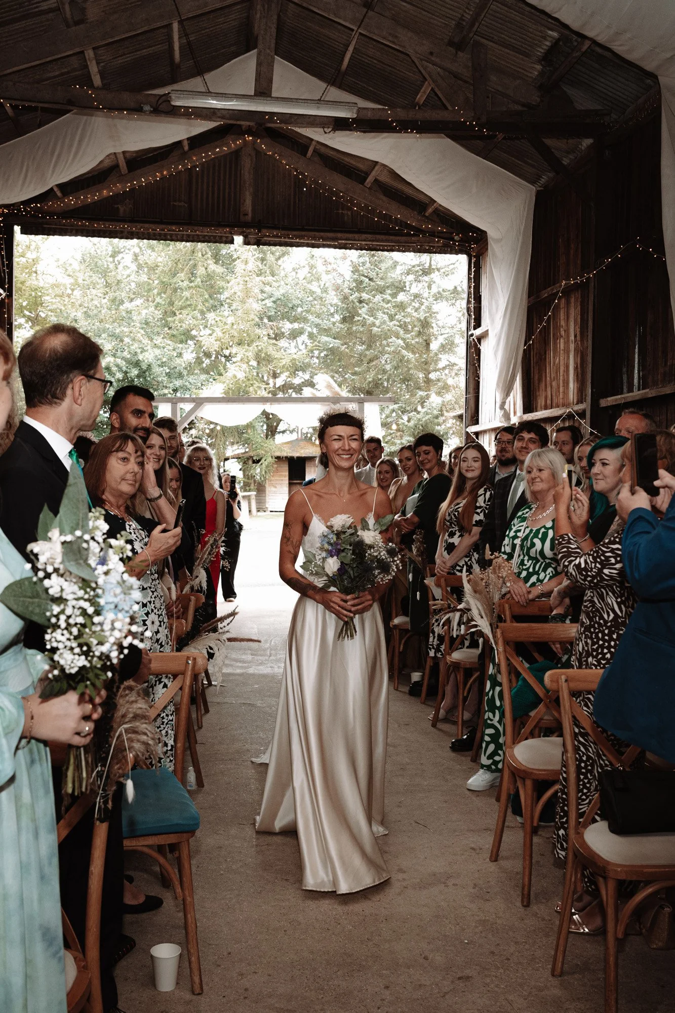 Real bride Katie in Bluebell silk wedding gown by Kate Beaumont Sheffield relaxed barn wedding by Two Birds Studio photography-32.jpg