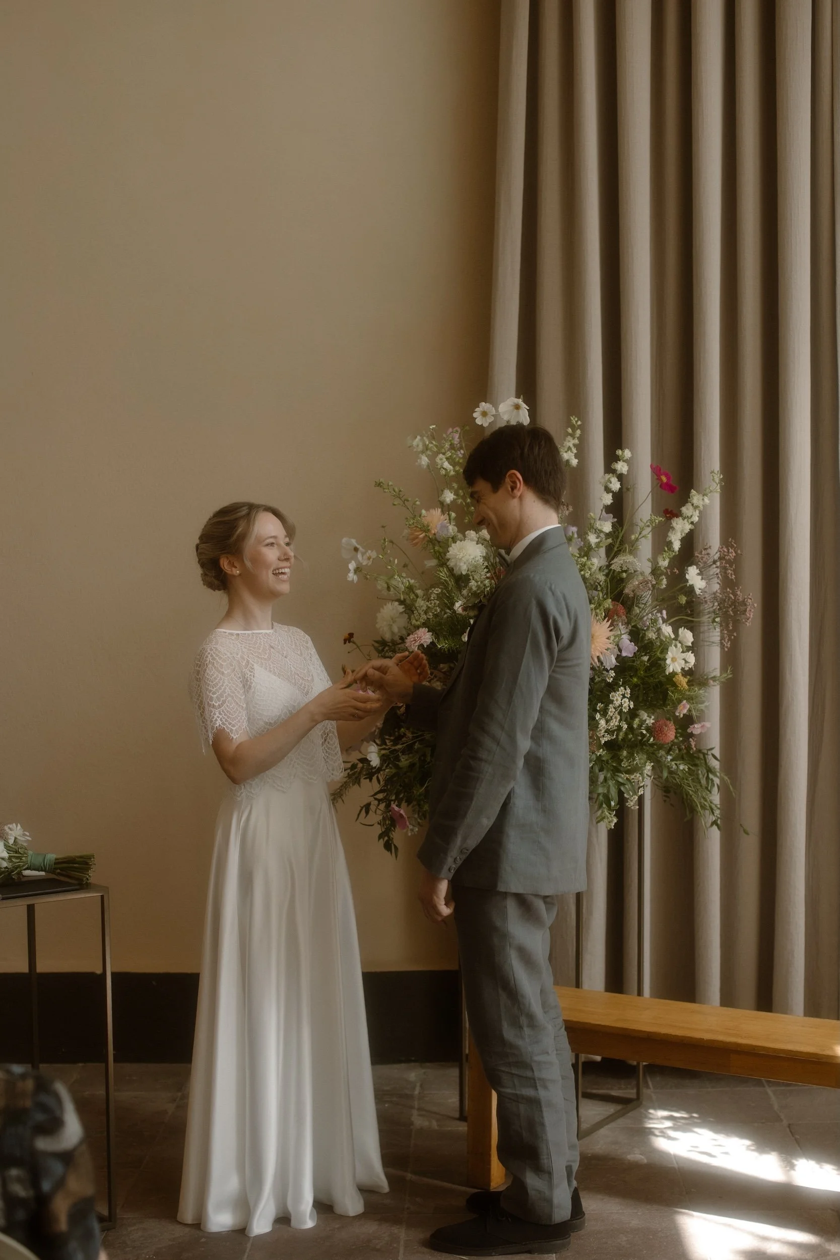 Real Kate Beaumont bride Hermaleigh silk slip wedding dress lace bridal top by Carol Eijck Photography-44.jpg