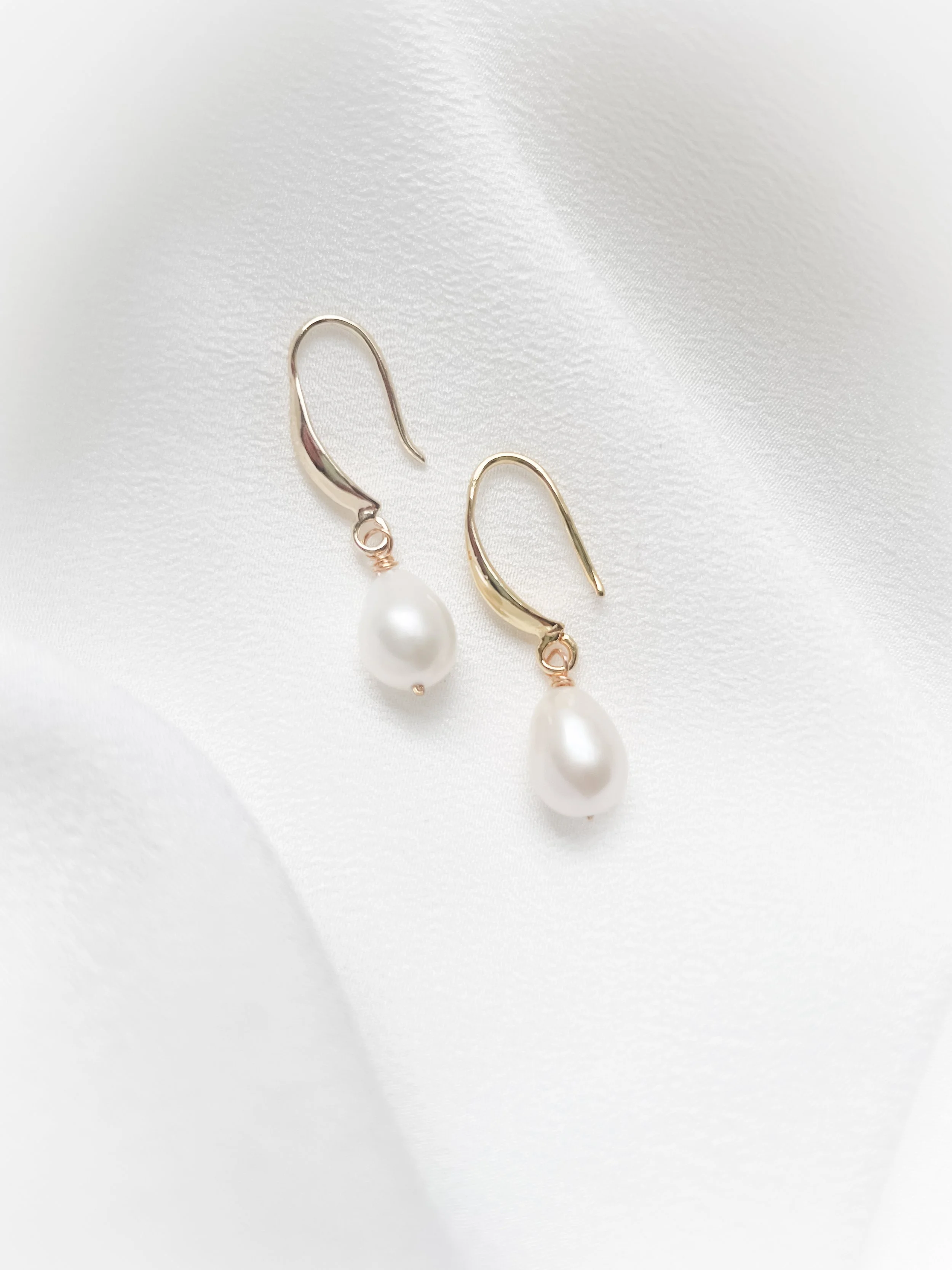 Aria gold teardrop freshwater pearl French hook earrings debbiecarlisle.com 2.jpg