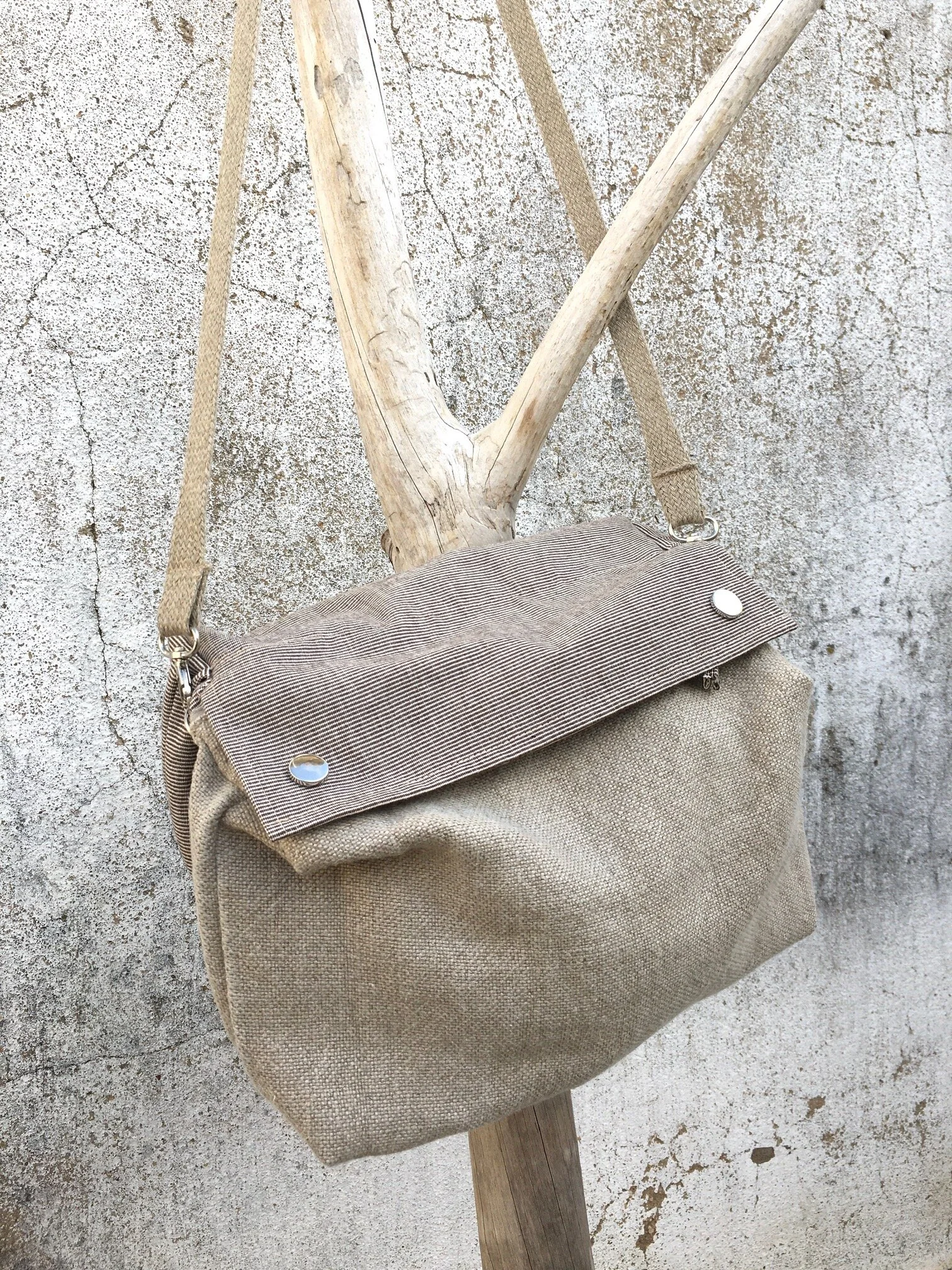 POUCH taupe flax white