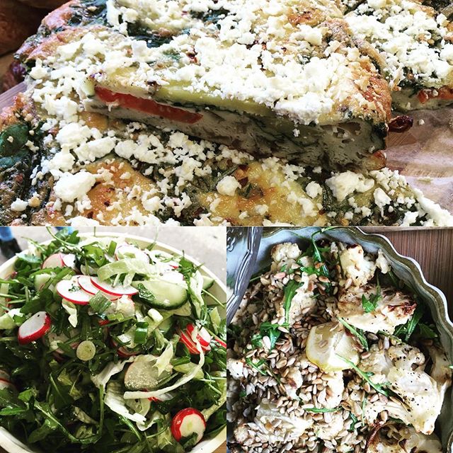 WE&rsquo;RE BACK!
Happy New Year you lovely lot!
On the counter today... spinach and feta frittata, roasted cauliflower &amp; tahini salad and radish &amp; rocket salad! Healthy is happy and also DELICIOUS!
Come say hi, we&rsquo;ve missed you! #newye