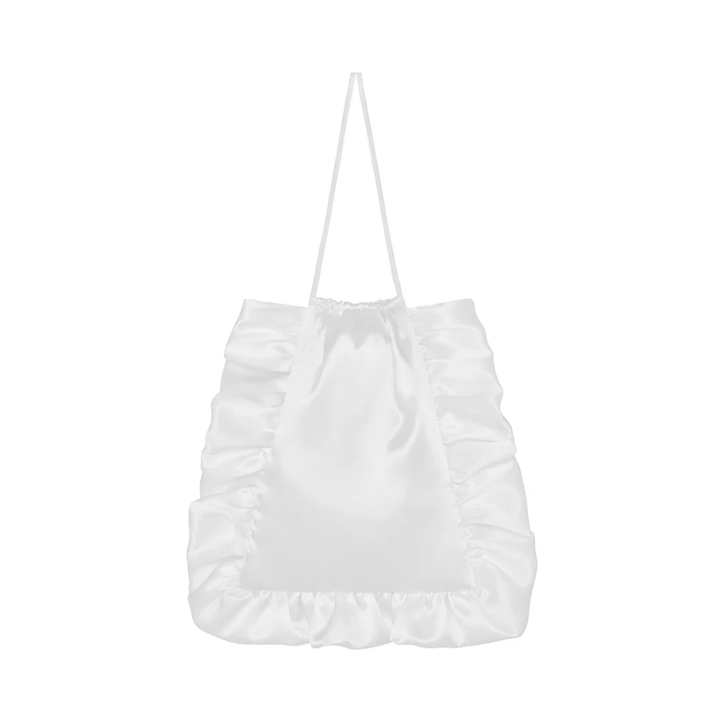 White Silk Frill Party Bag