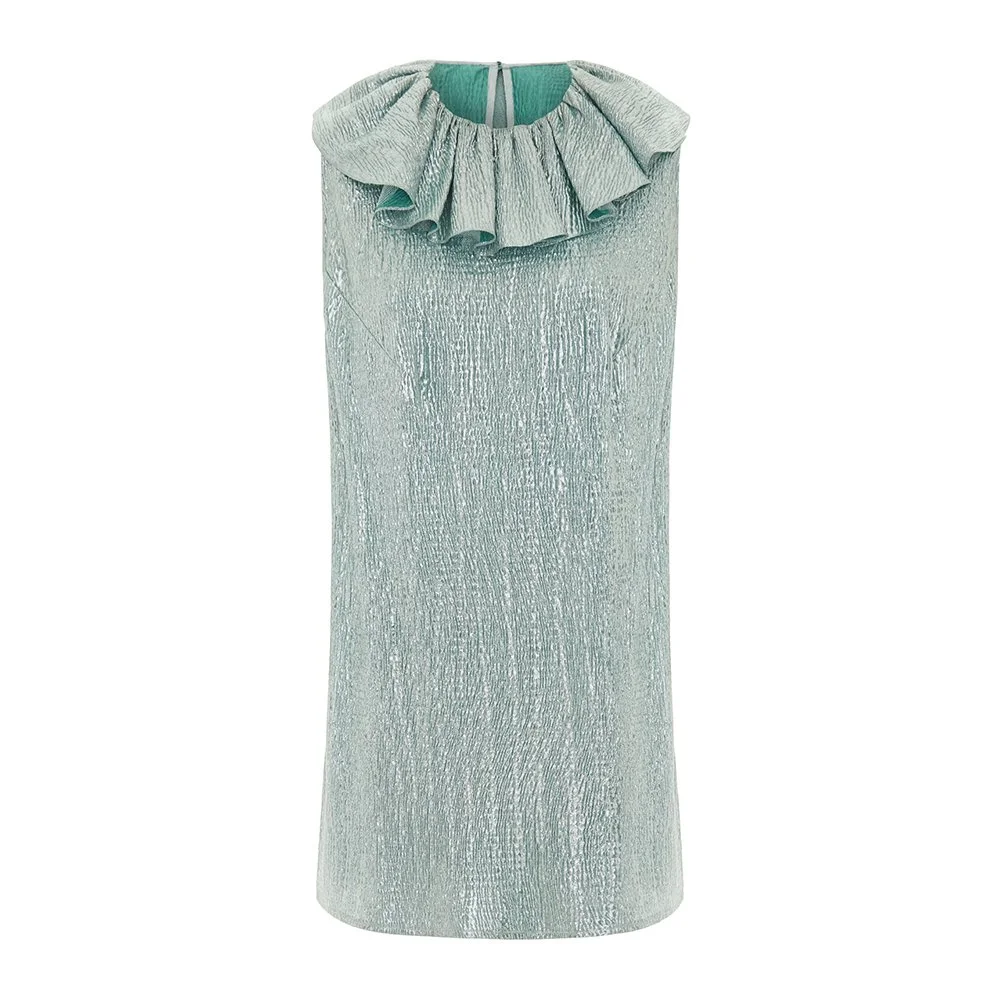 Fallen Star Sea Green Glittery Frill Top