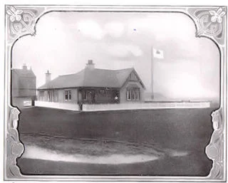 The photograph shows the original Burgh Golf Club House around 1920.