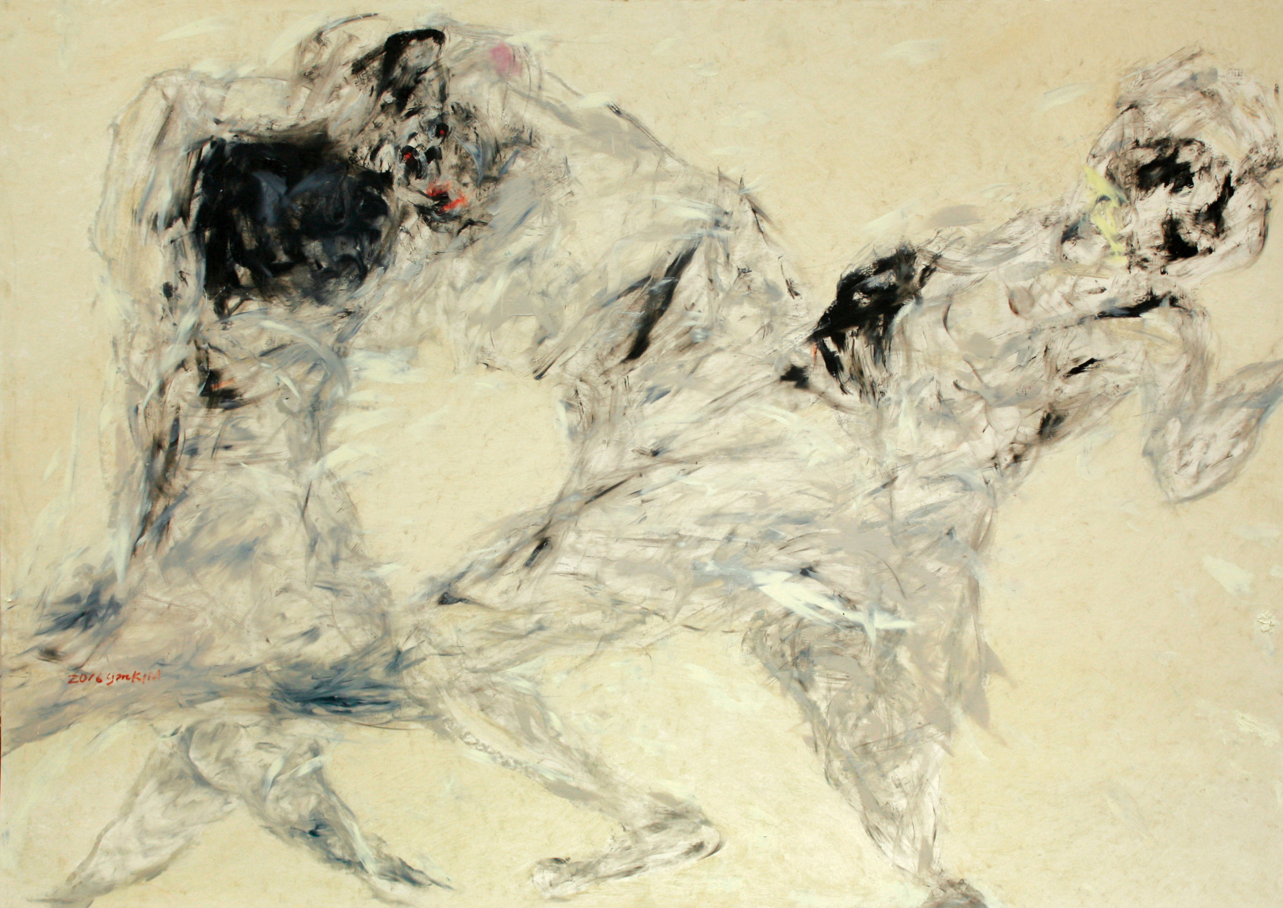 Uninhibited Dancing,2017,Oil on Paper,100x77cm