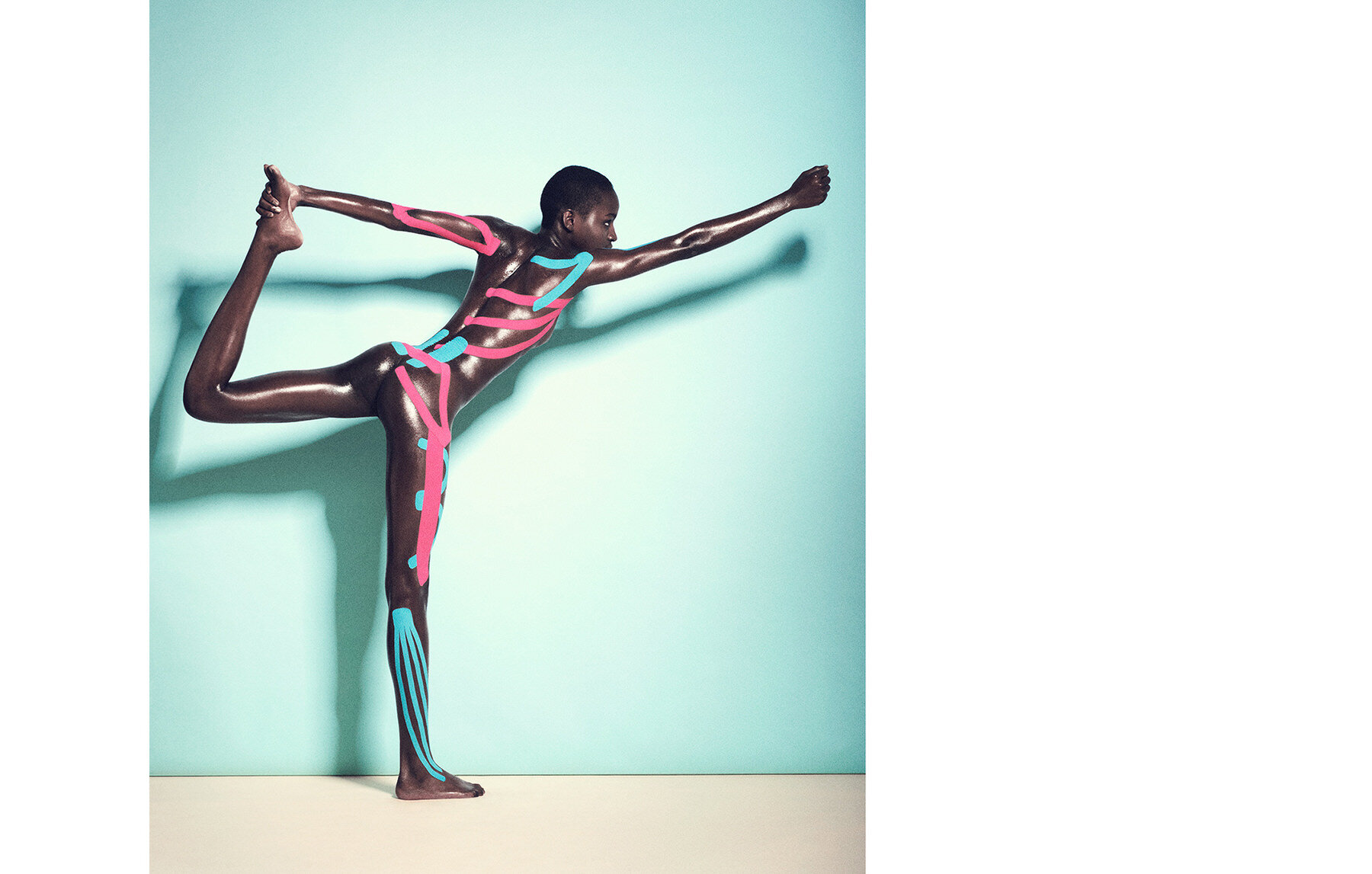  Taking inspiration from Jean-Paul Goude’s photocollage of Grace Jones  1978.  This image was shot for a Kinesiology tape editorial for the ES Magazine.   ES Magazine    
