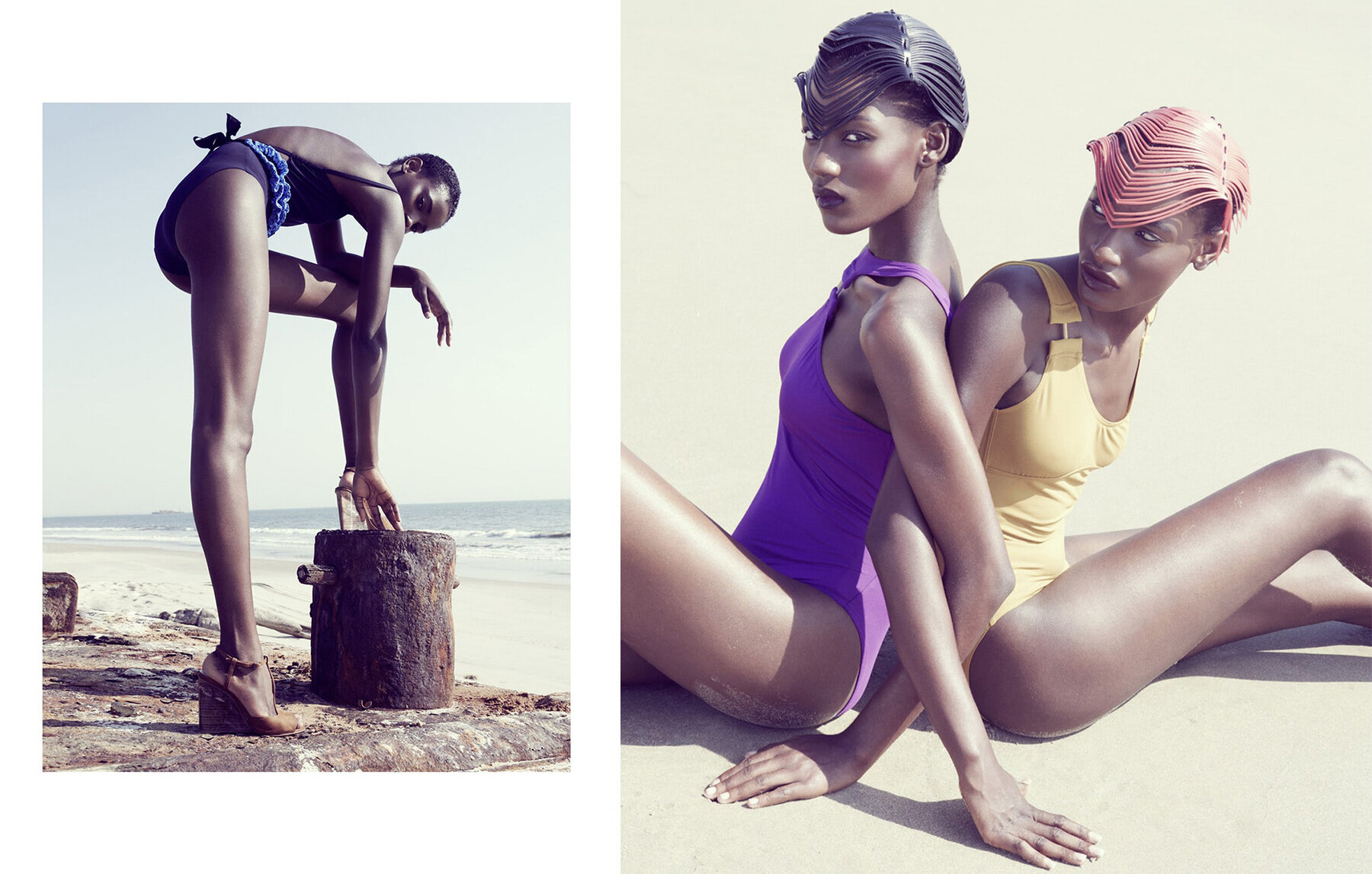  Kalu and Bruna,    Cemitério Dos Navios, Luanda, Angola    Shot as part of Elite Model Look x Arise magazine,  We travelled to Luanda to take part in the televised final of the model competition and work with the finalist shooting at the famous ship