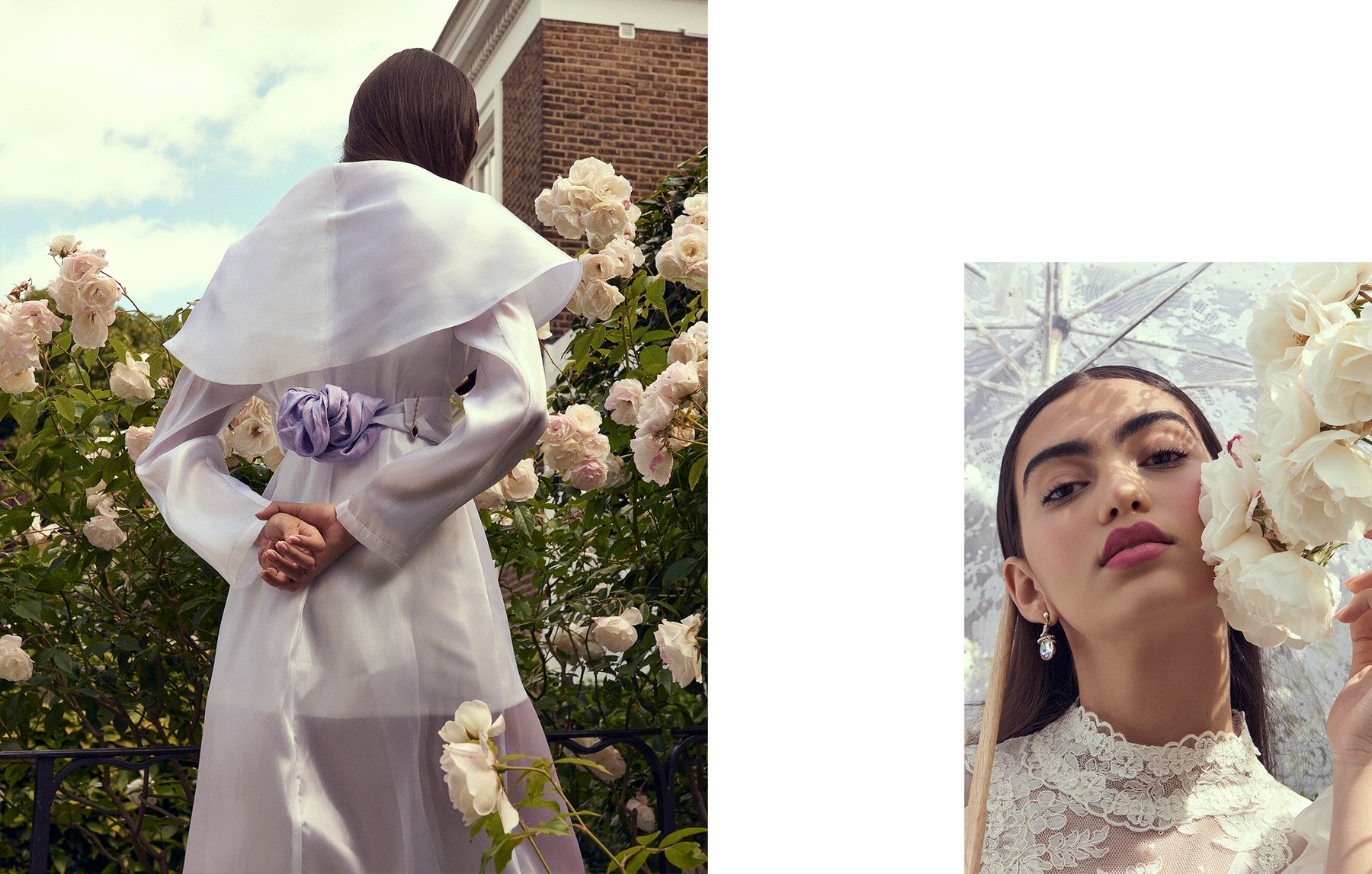  Sabrina dances through the West London streets with falling spring blossoms for Harpers Bazaar,     