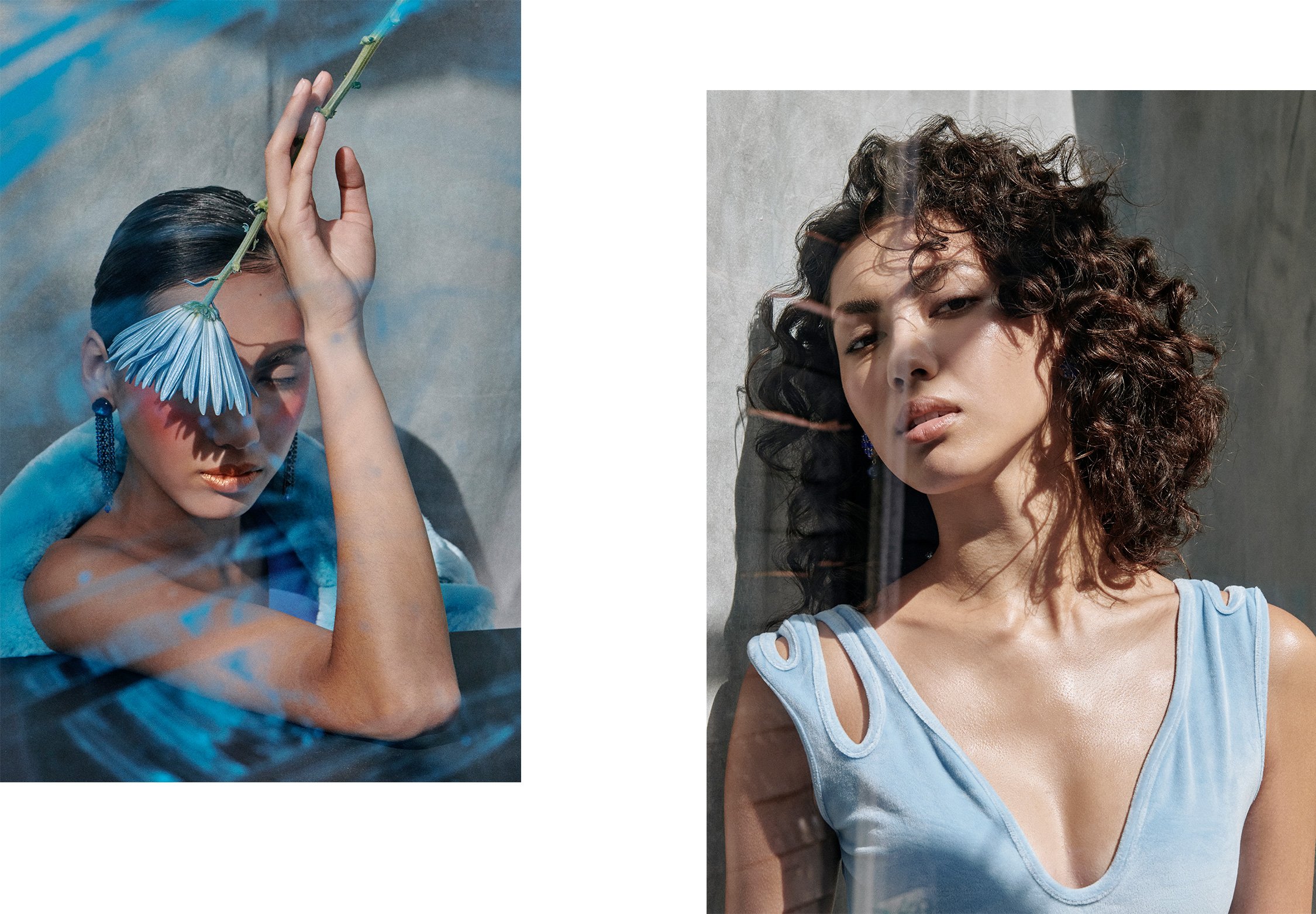  Cent Magazine  - Sept. 2023  Morgan Fernandez models hues of blue through glass and paint  