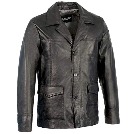 Milwaukee Leather Men’s Button Front Leather Coat Source: Amazon