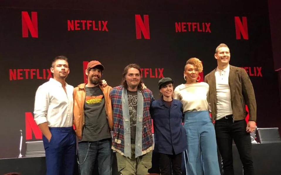 Gerard with the cast and crew of Netflix’s The Umbrella Academy Source: The Umbrella Academy on Twitter (@TUANetflix)