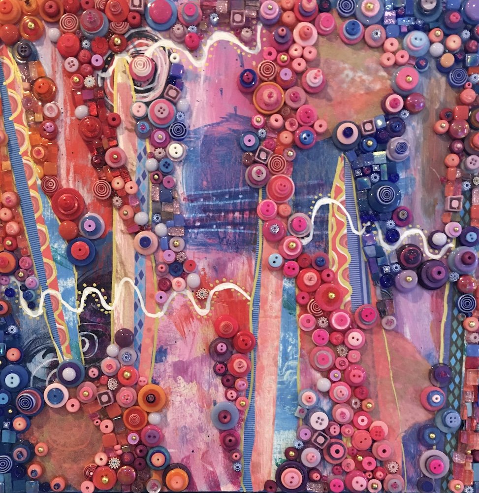 Mosaicking Over Paint, Collage & Stencils