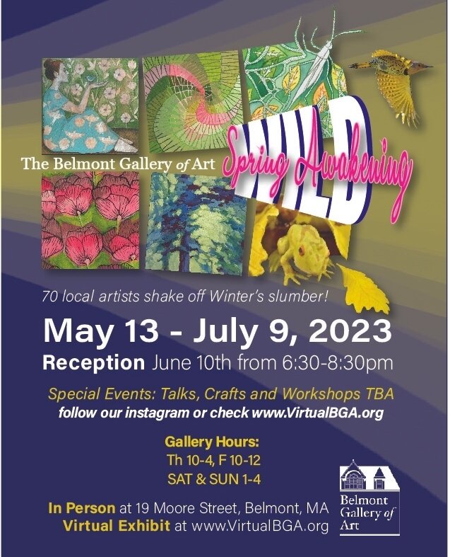 You're in for a treat @BelmontGalleryofArt.!Their new exhibit, Wild Spring Awakening, features the work of over 70 local artists who interpreted the theme in paint, mixed media, photography and mosaics. The exhibit is open from May 13-July 9 with a r