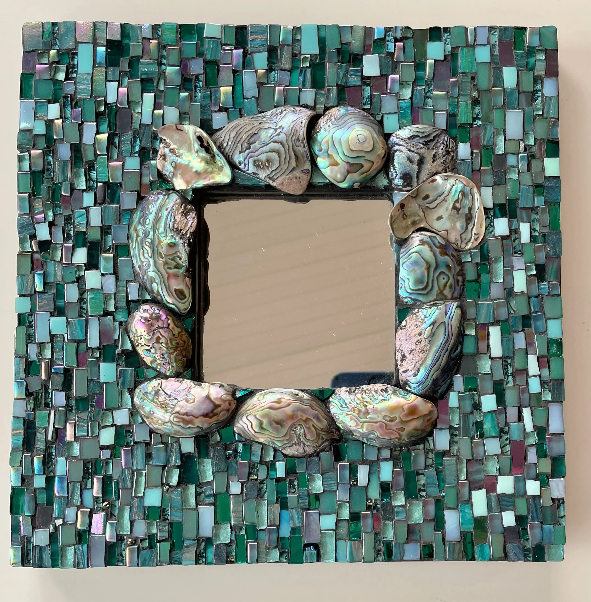 Square Mosaic Mirror with Abalone Shells