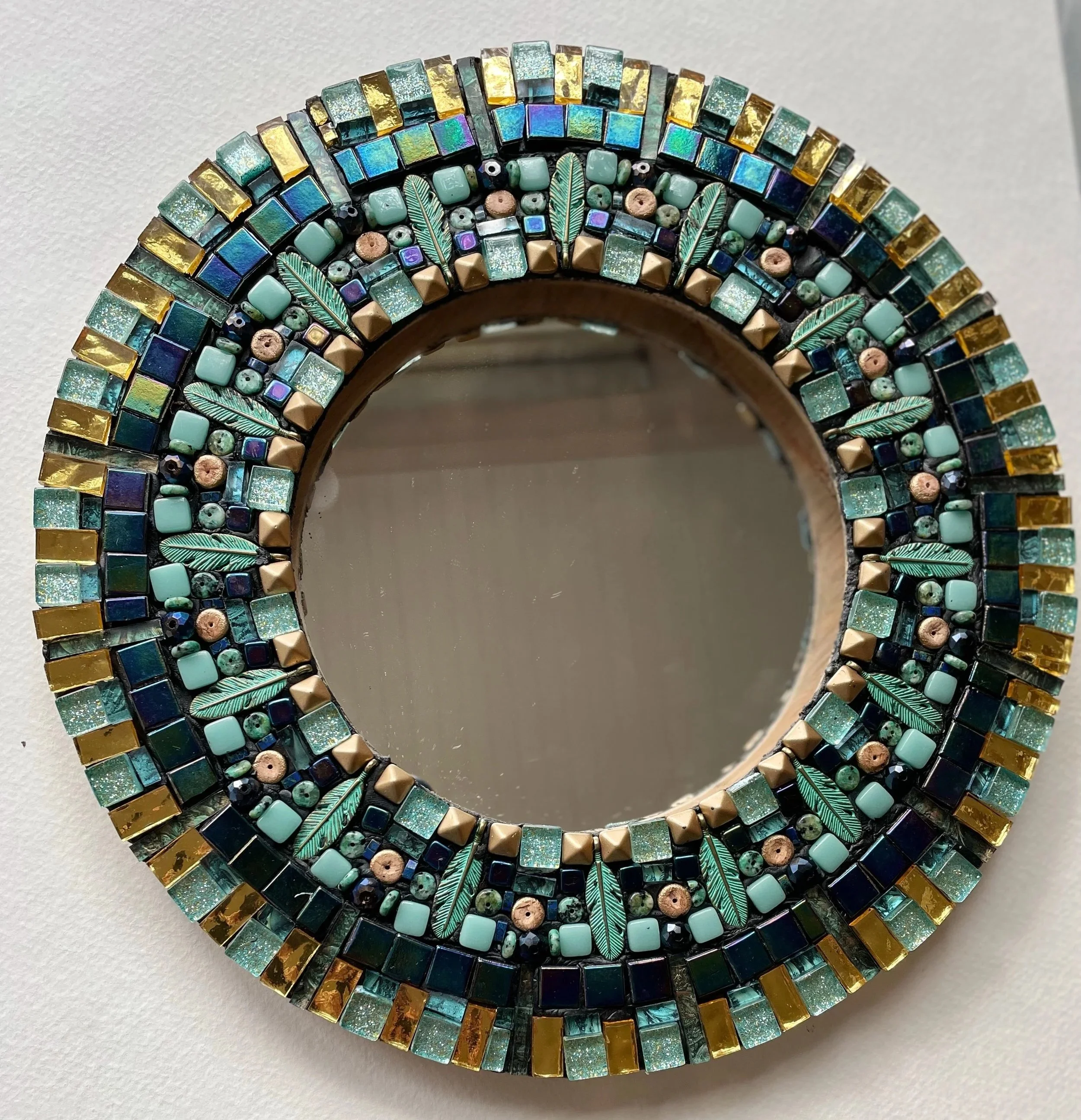 Small Round Mosaic Mirror