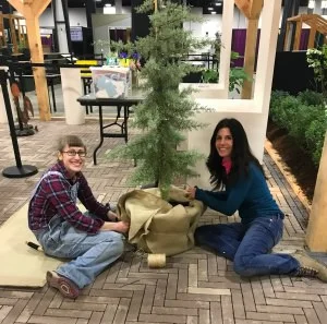 Emily Saperia & I setting up for Mass Horticultural Society exhibit at Boston Flower & Garden Show 2018