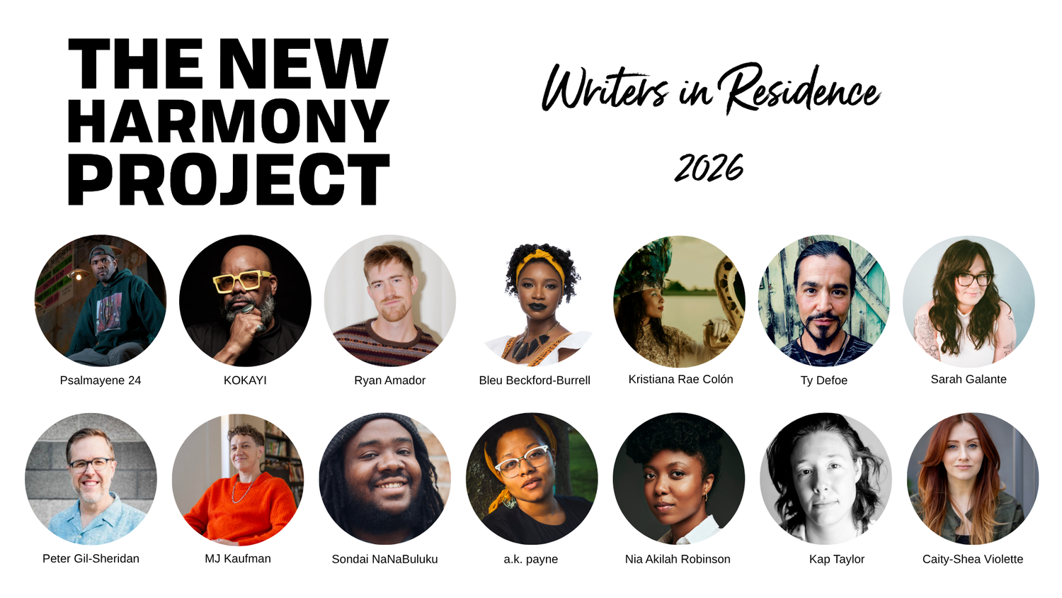 The New Harmony Project Announces Lineup for 2026 Writers' Residency ...