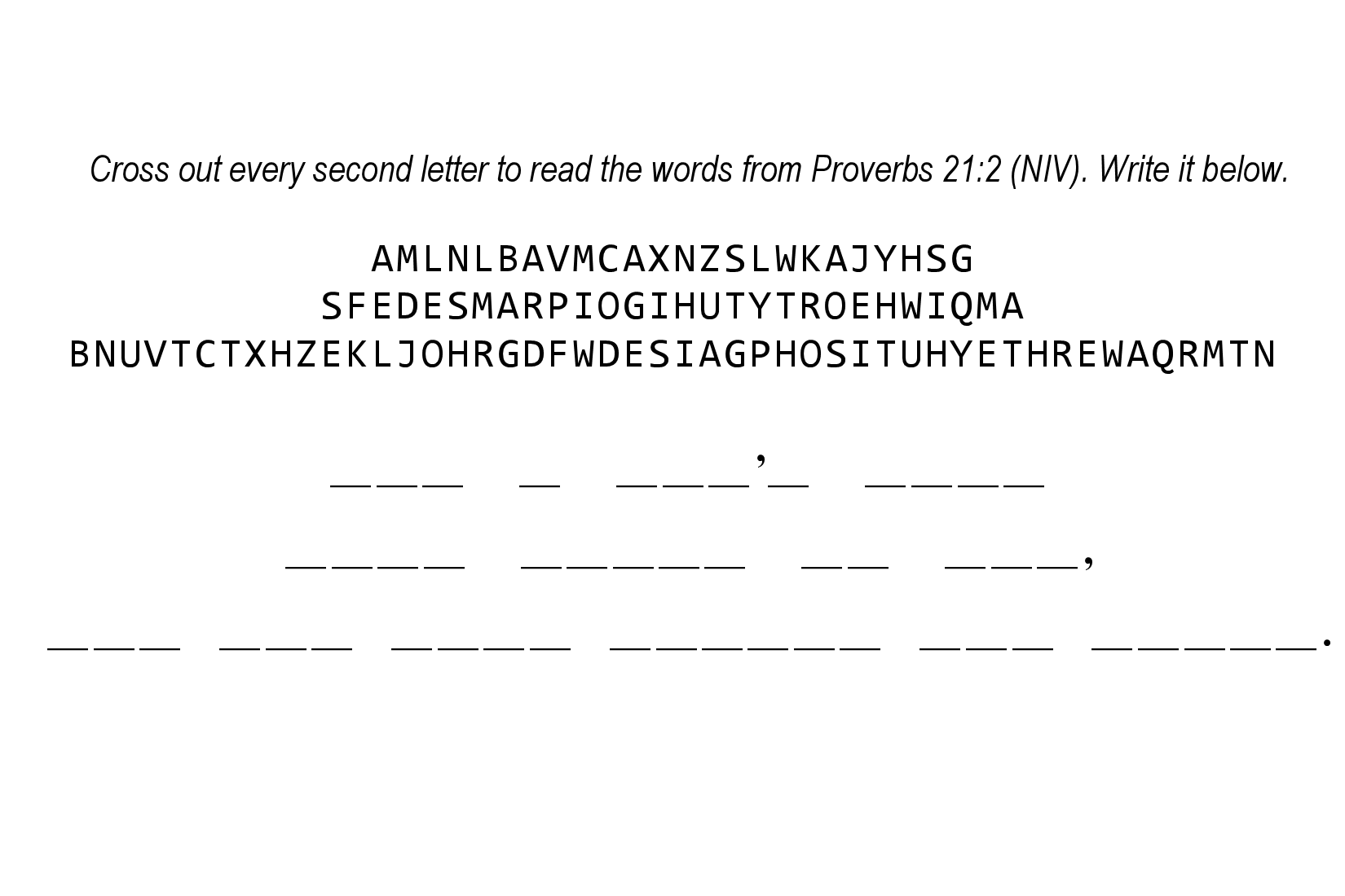 Proverbs 21:2 Sunday school activity puzzle