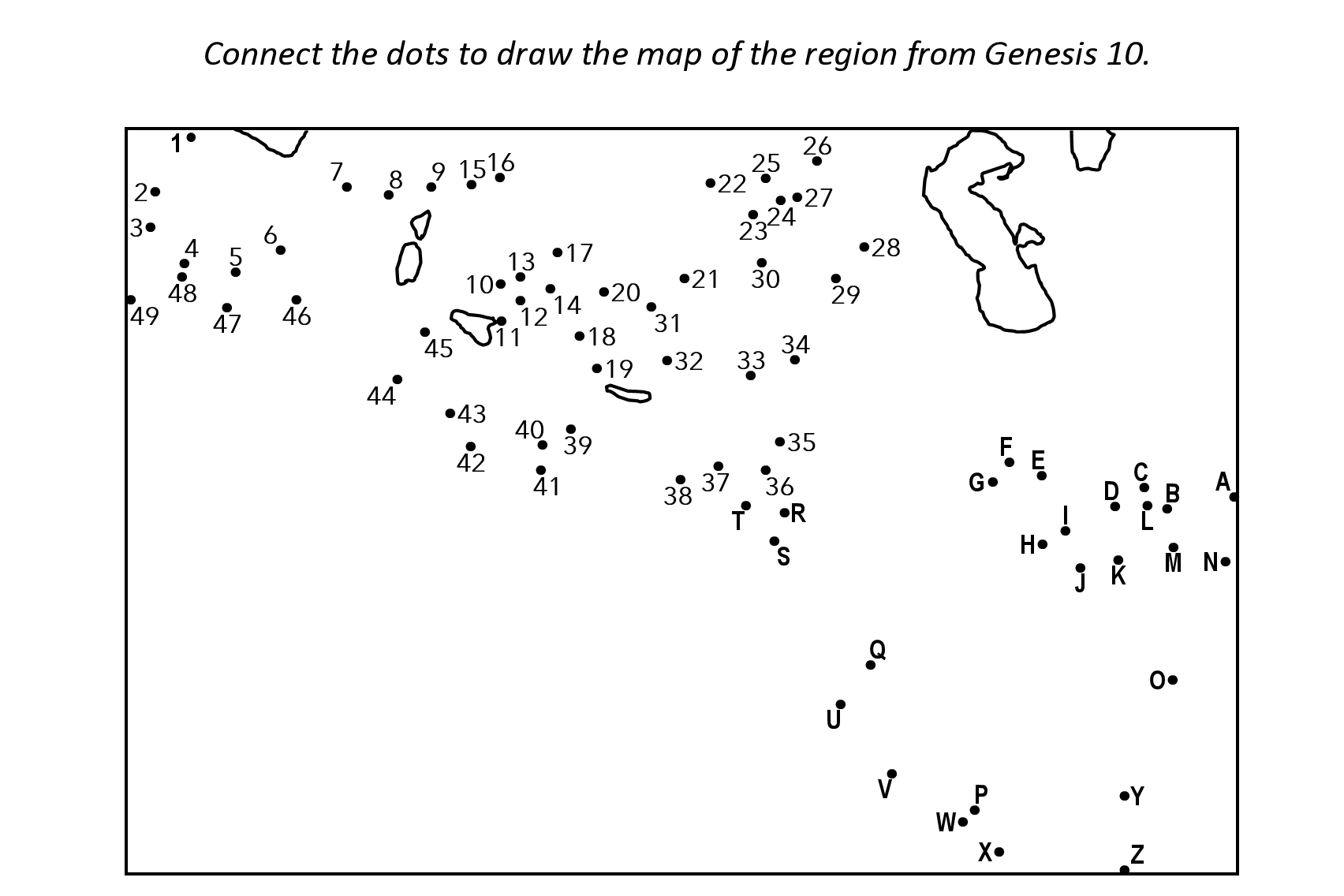 Genesis 10 map Sunday School activity dot to dot puzzle