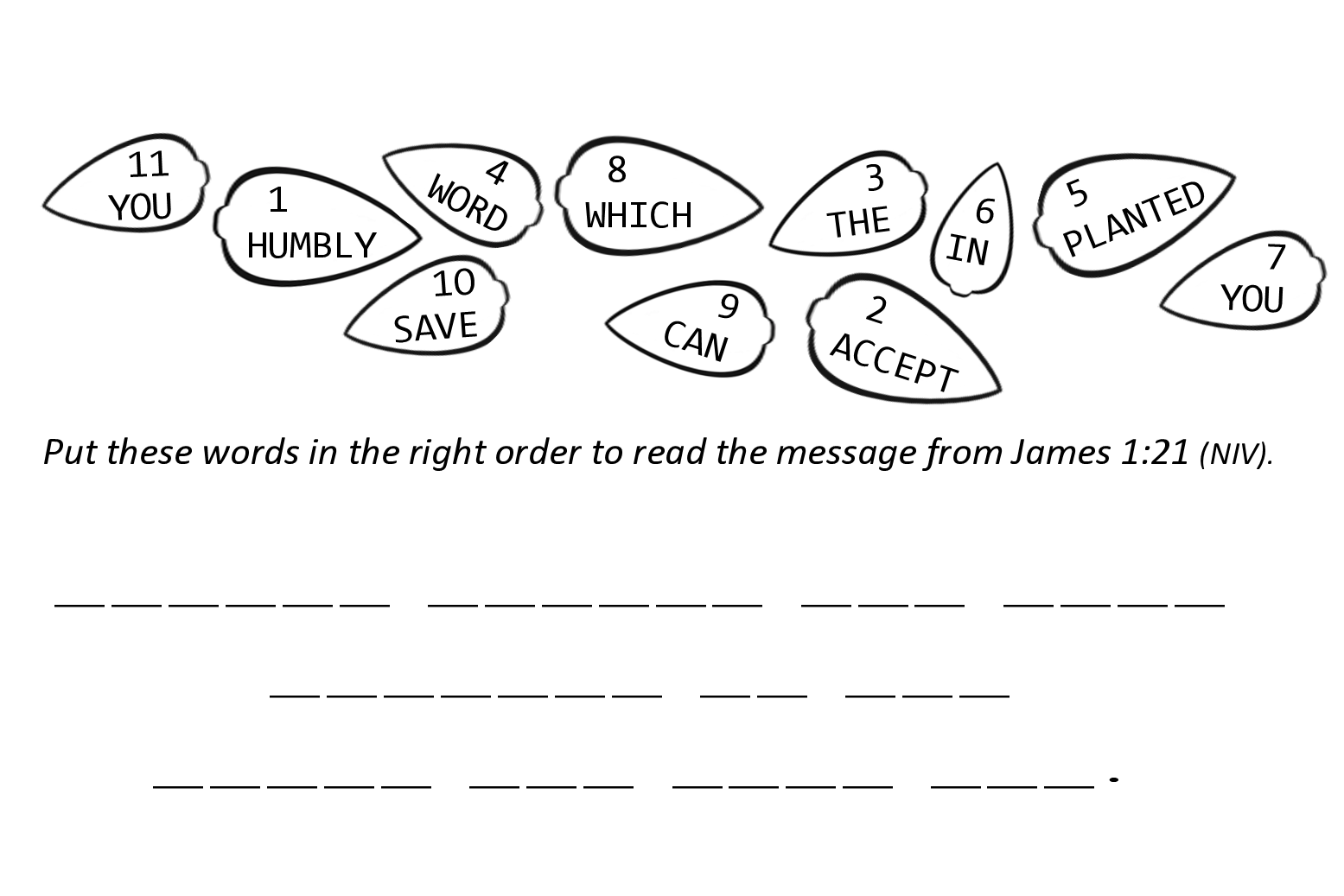 James 1:21 Sunday school activity puzzle