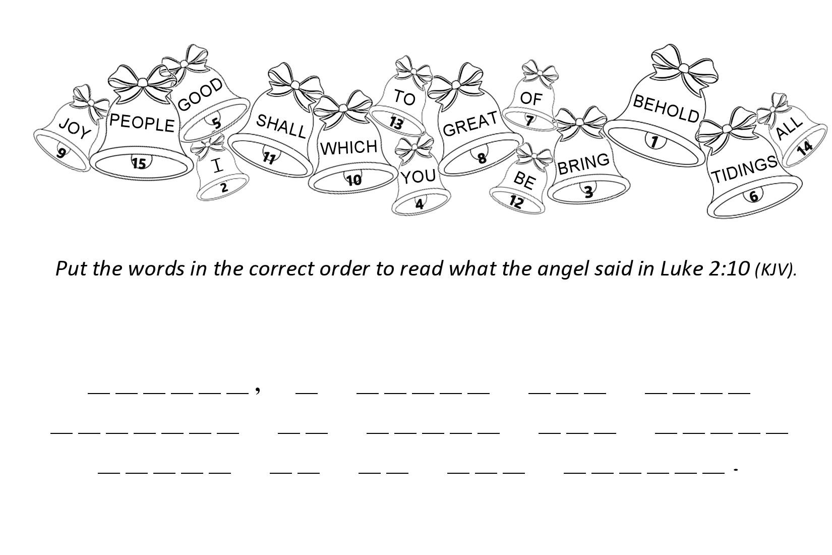 Luke 2:10 Sunday school activity puzzle