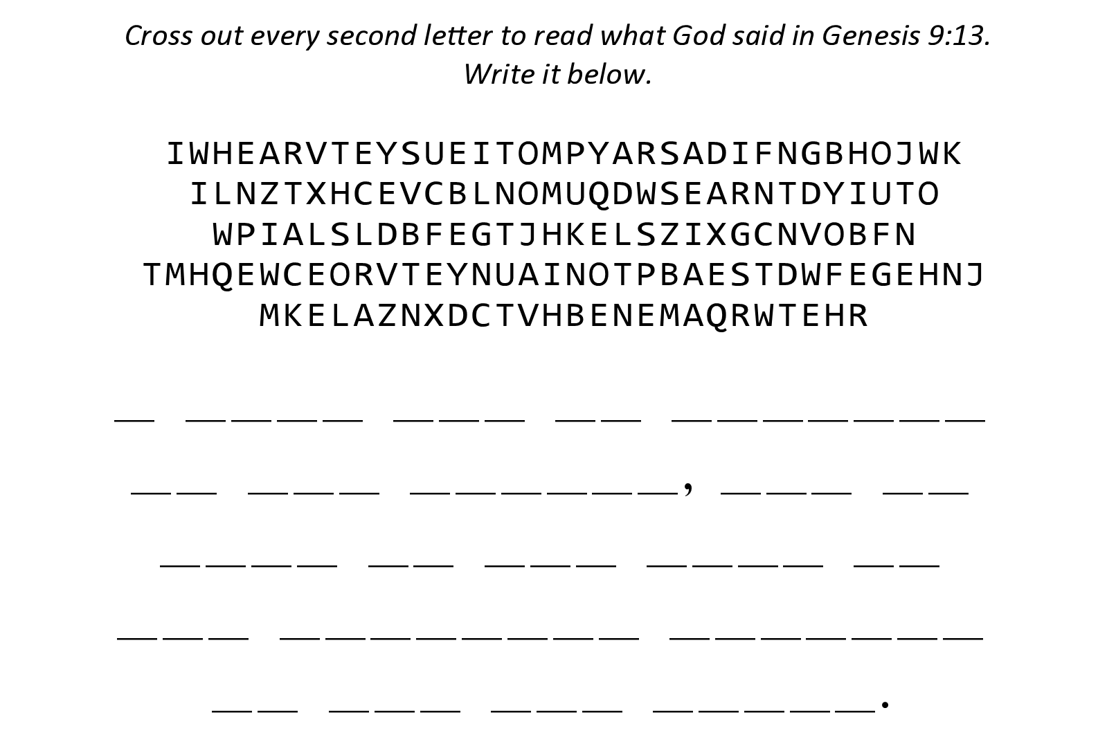 Genesis 9:13 Sunday school activity puzzle