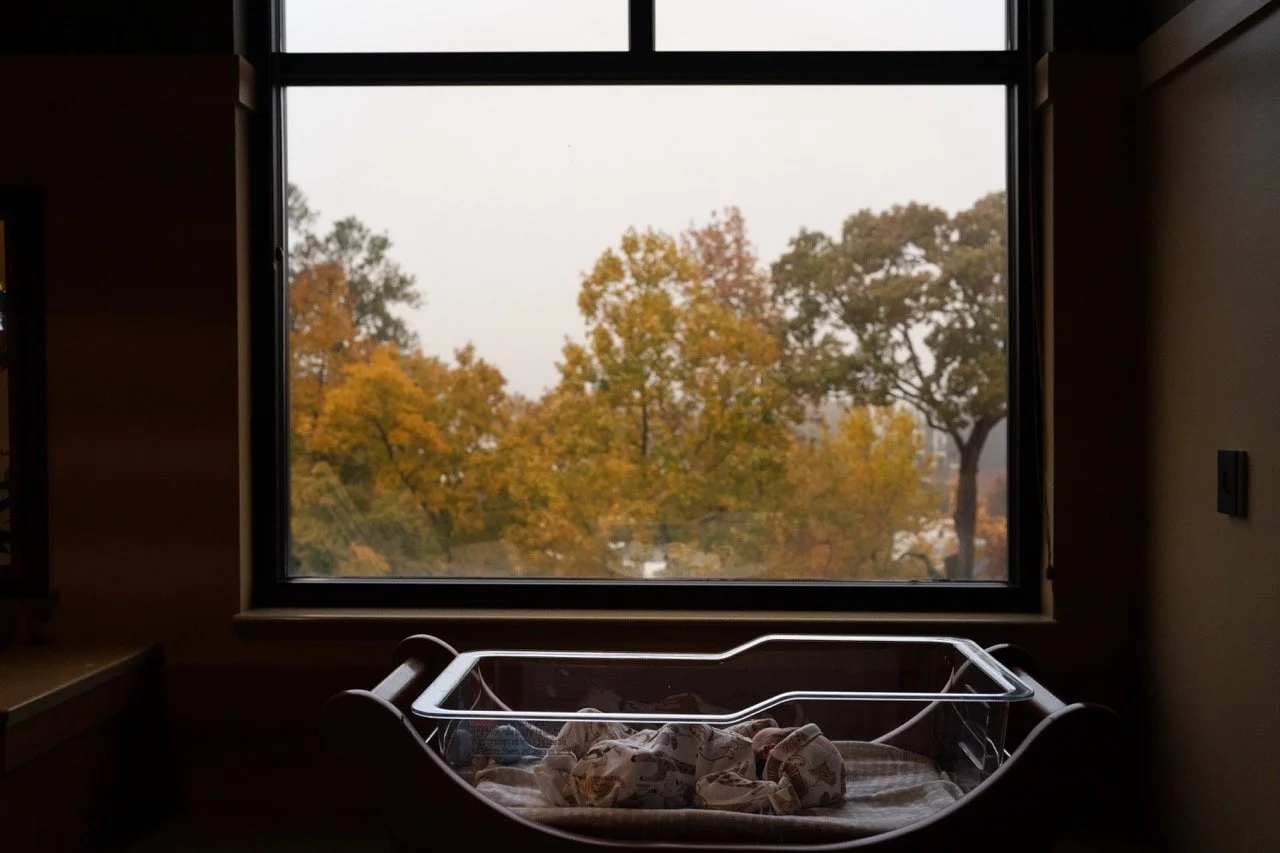 newborn baby in a bassinet in the hospital