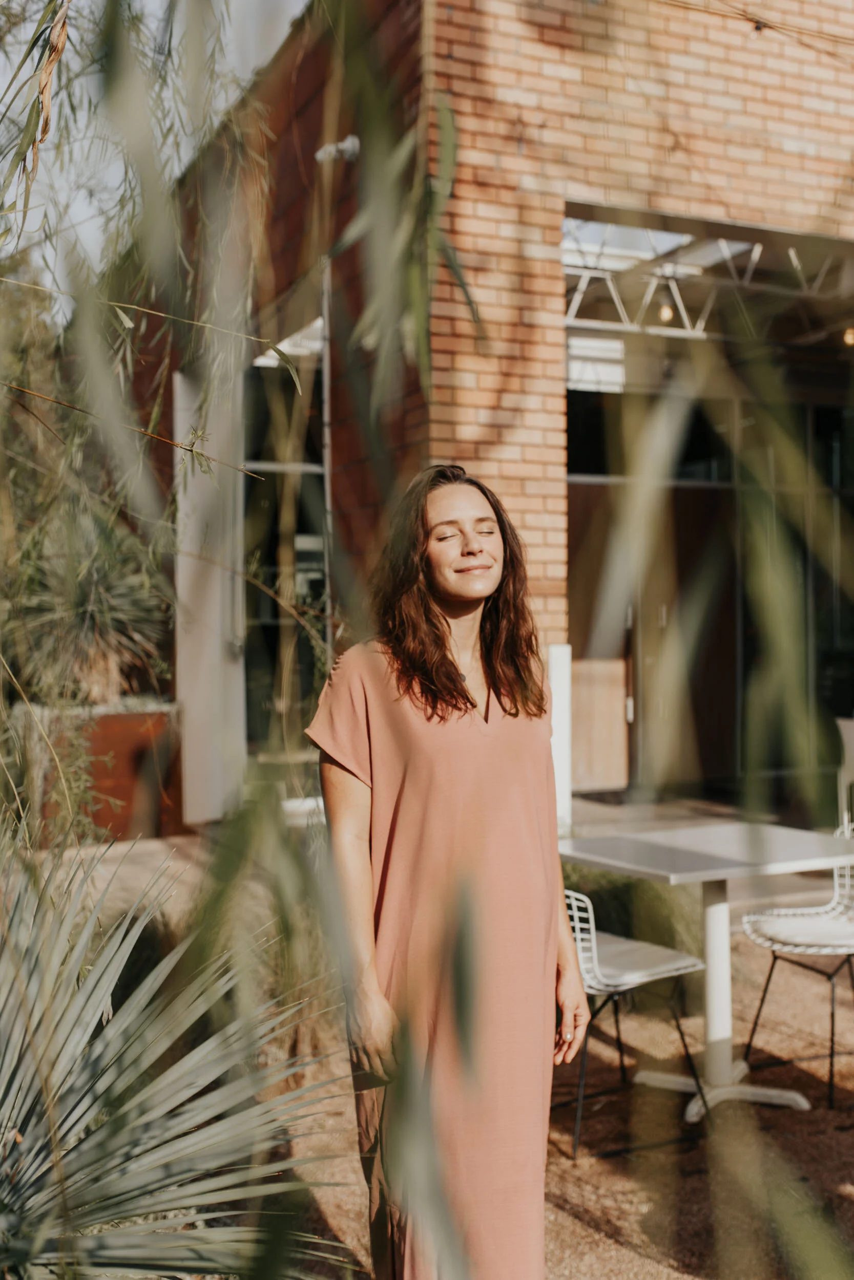waken studio peach maxi dress