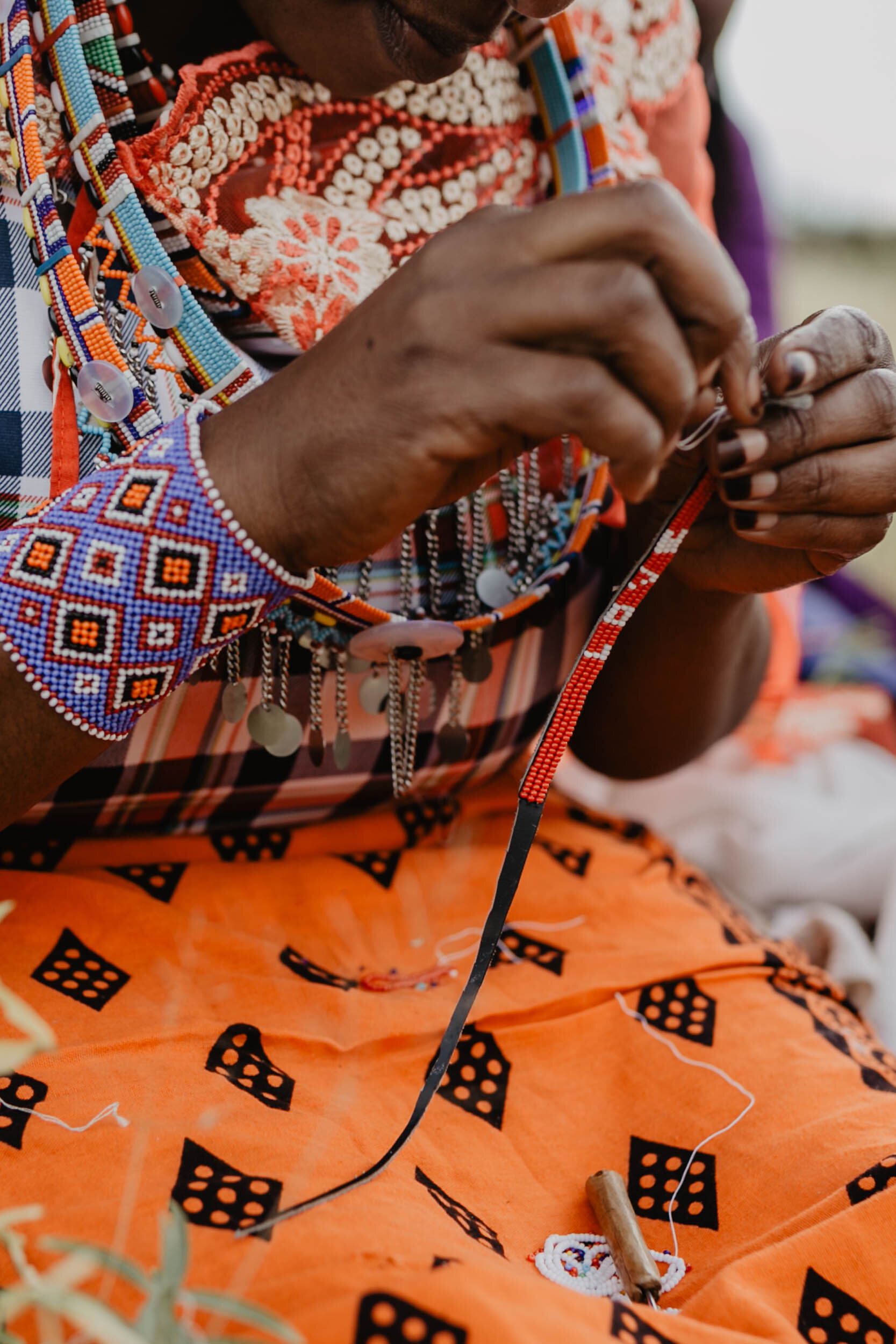 maasai beader in kenya africa