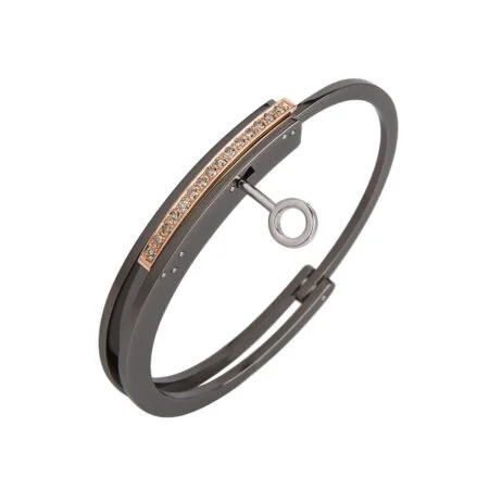 ForOne ForTwo Bracelet - PVD Rose Gold - All Brown Diamonds (Large)