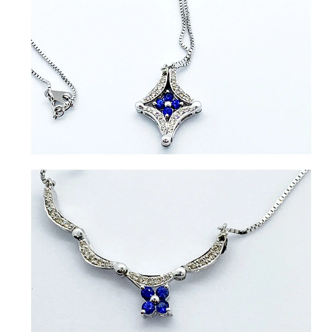 18k White Gold Versatile Sapphire and Diamond Pendant - 2 styles