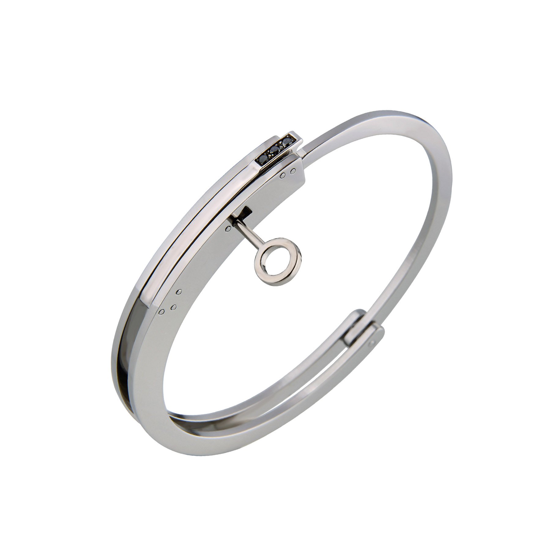 ForOne ForTwo Bracelet - Stainless steel - 3 Black Diamonds (Small)