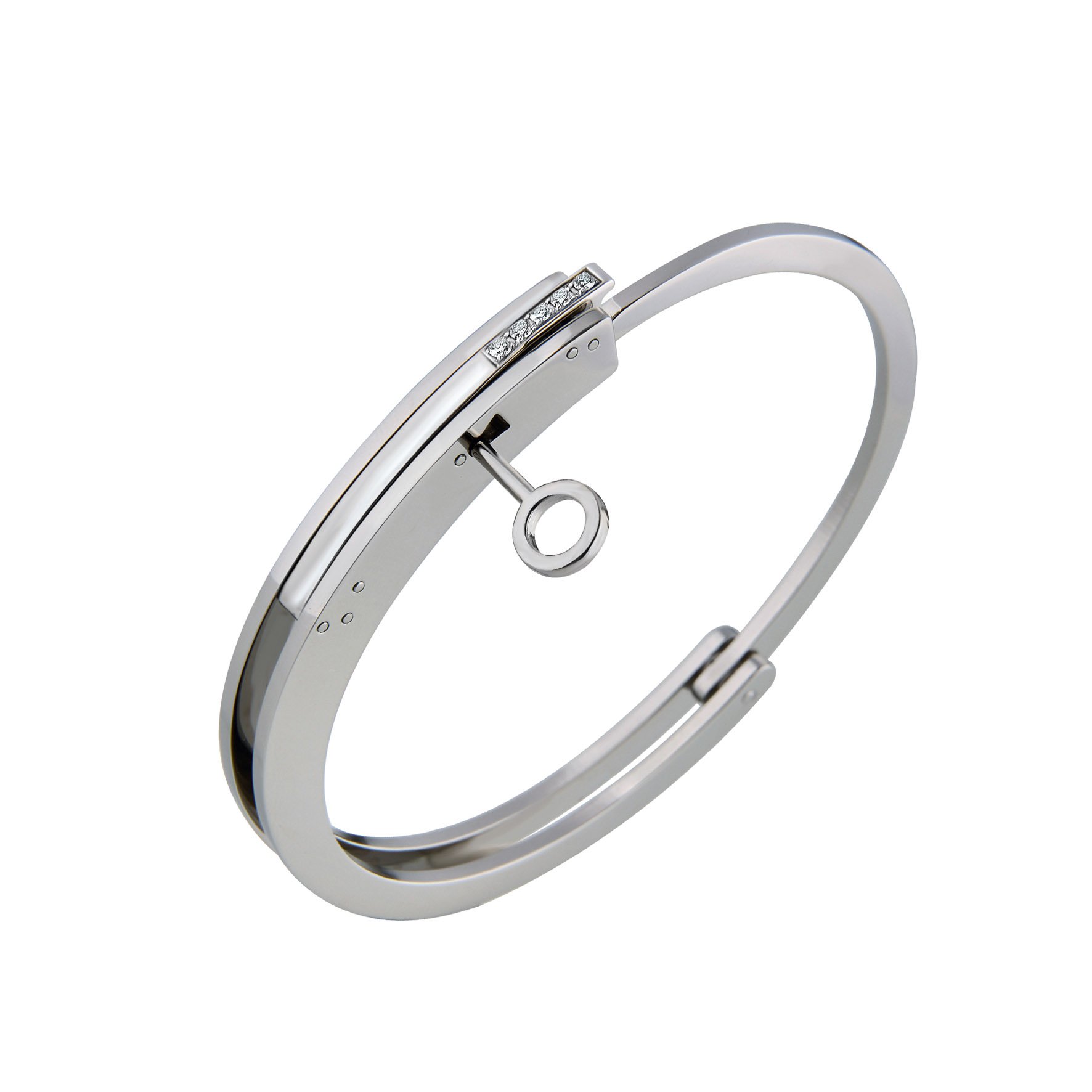 ForOne ForTwo Bracelet - Stainless Steel - 5 White Diamonds (Small)
