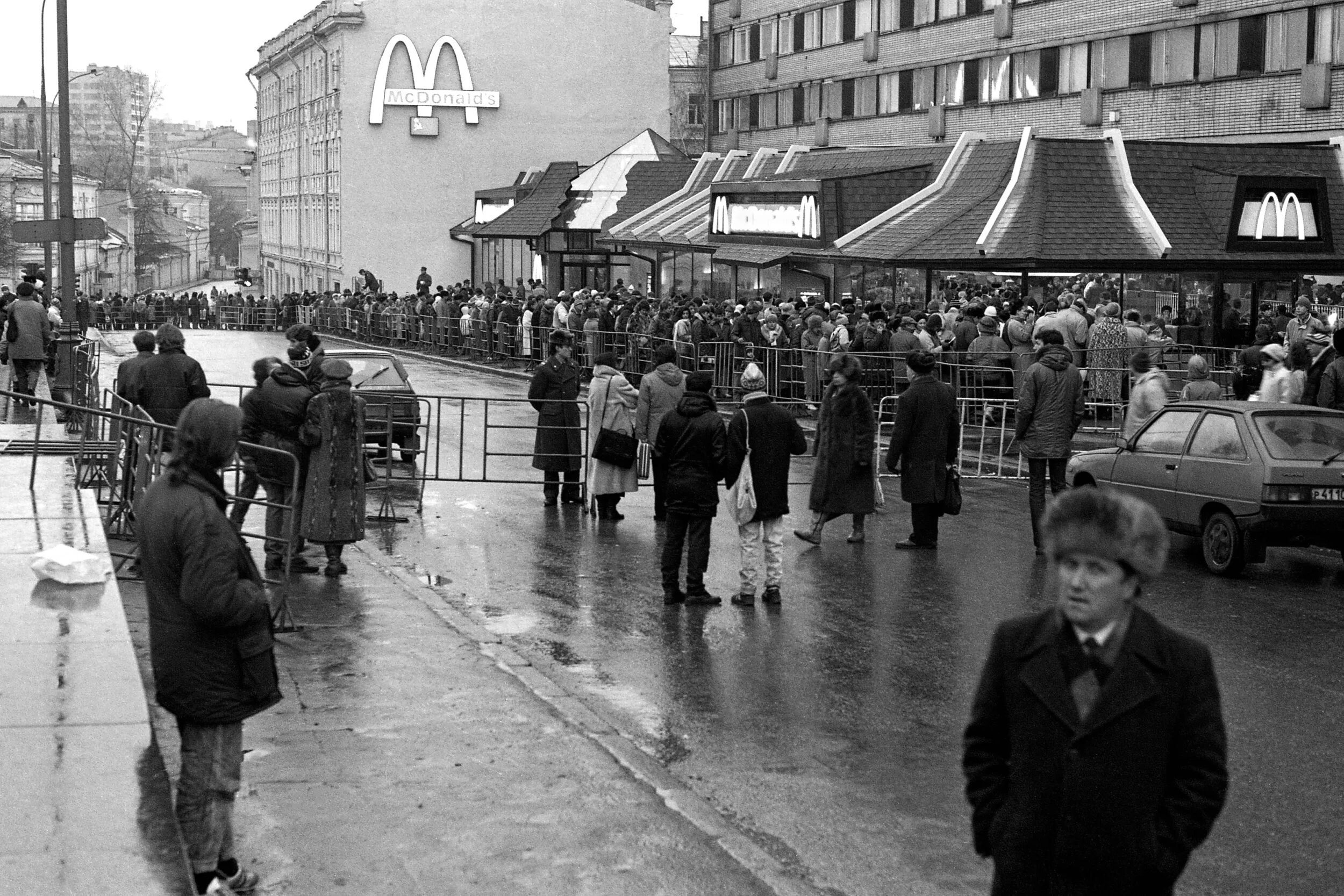 Friendly KGB guy keeping an eye on me and the crowd waiting for their first taste of a Big Mac